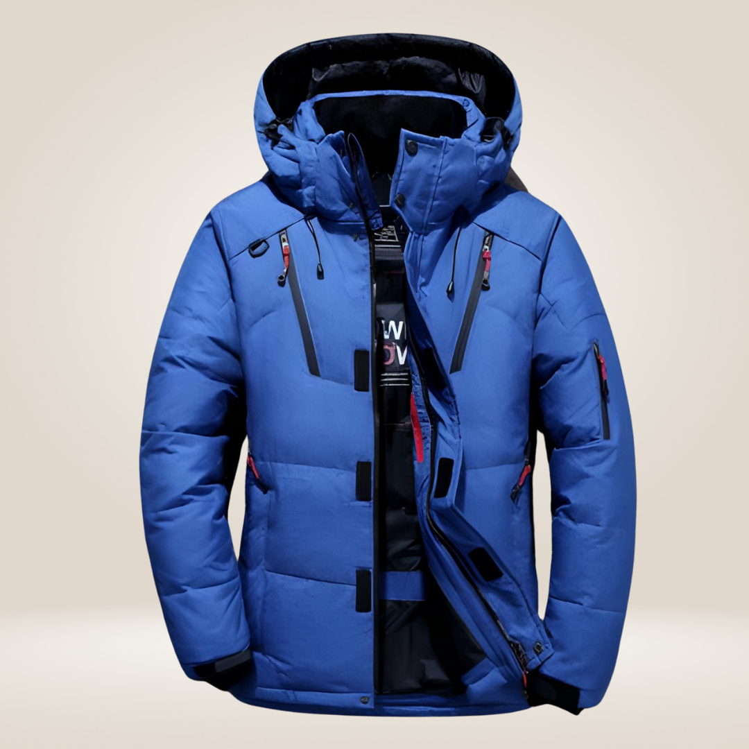 Men's Goose Down Puffer Jacket with Water Repellent Windproof Shell and Regular Fit