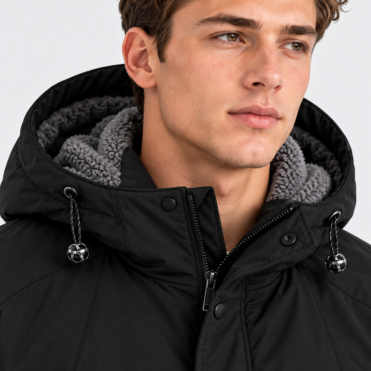 Men's Fleece-Lined Hooded Winter Jacket