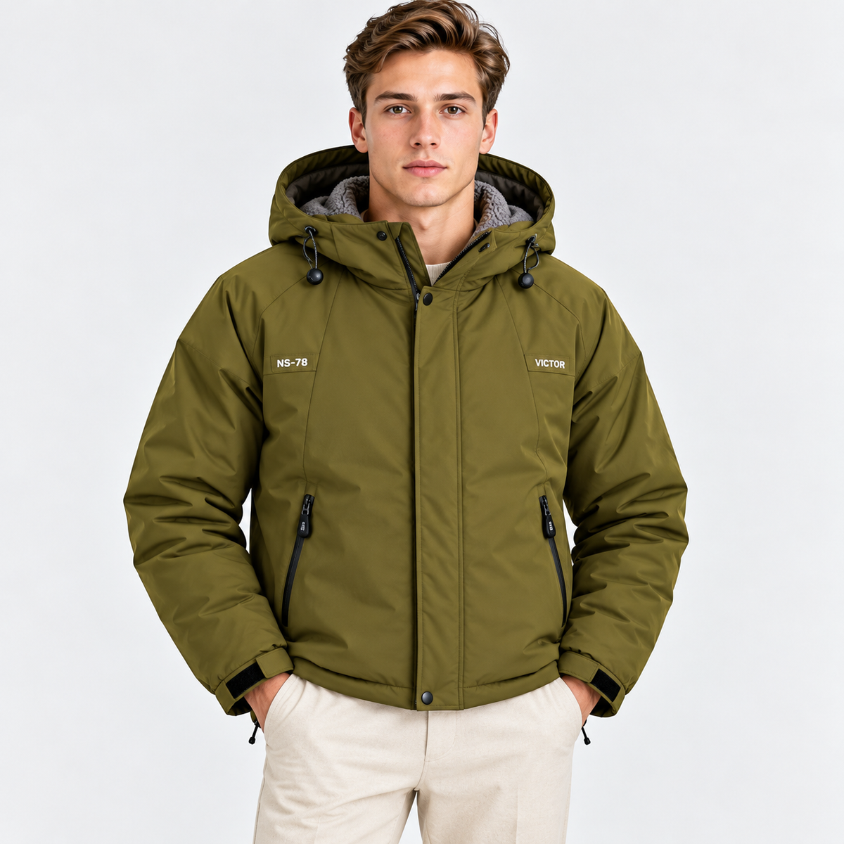 Men's Fleece-Lined Hooded Winter Jacket