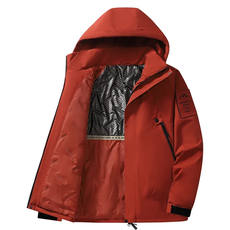Unisex Hooded Padded Jacket with Windproof Polyester Shell and Stand Collar