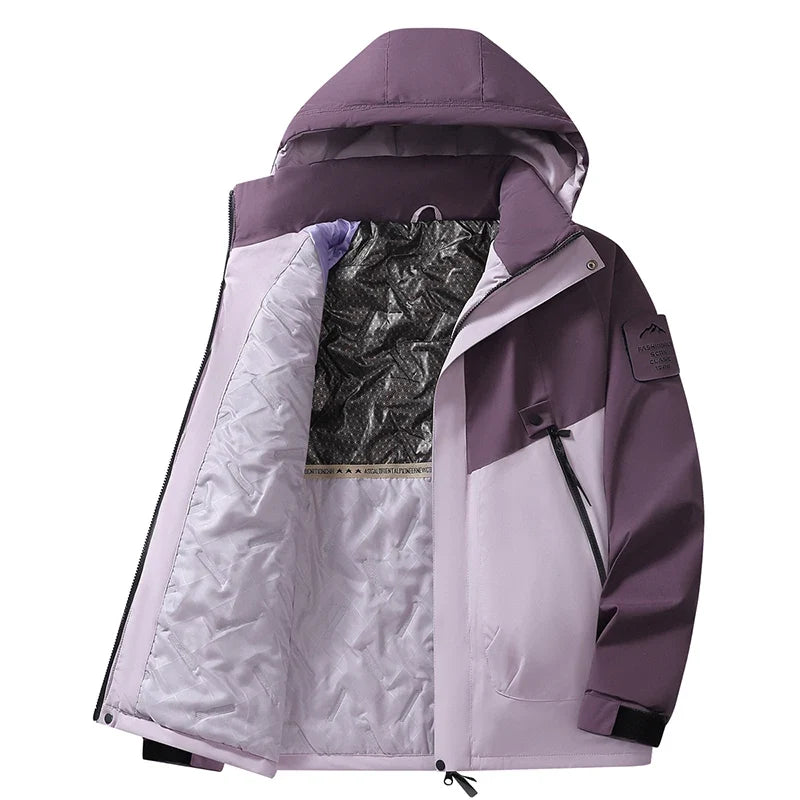 Unisex Hooded Padded Jacket with Windproof Polyester Shell and Stand Collar