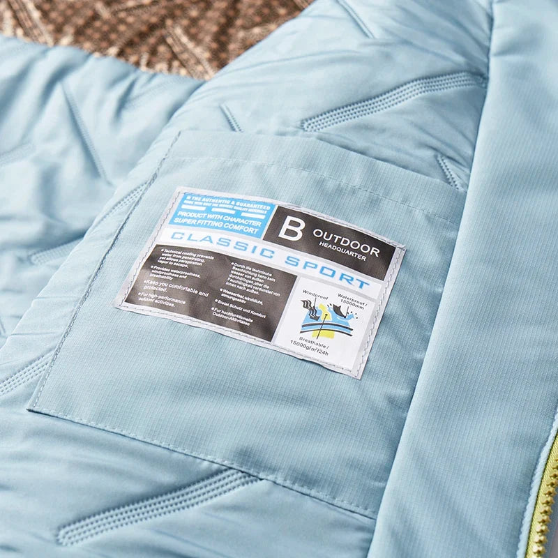 Men's Waterproof Fleece Lined Windbreaker Jacket with Hood and Padded Graphene Lining