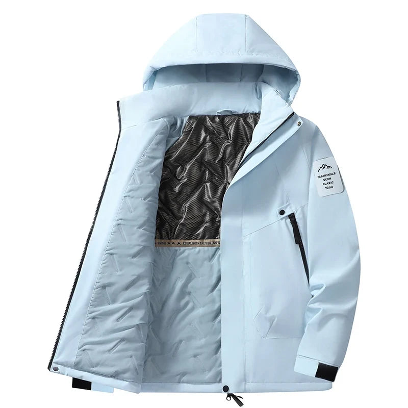 Unisex Hooded Padded Jacket with Windproof Polyester Shell and Stand Collar