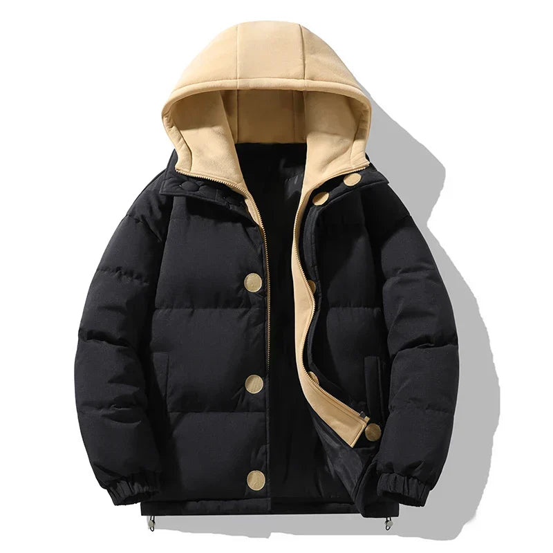 Men's Puffer Jacket Warm Insulated Winter Coat Padded Casual