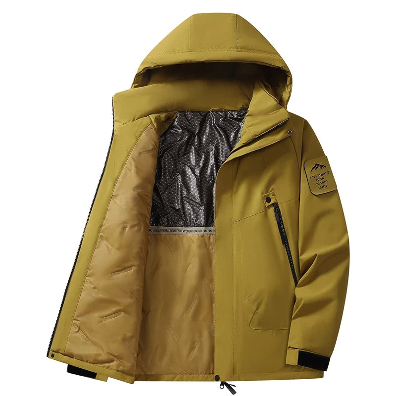 Unisex Hooded Padded Jacket with Windproof Polyester Shell and Stand Collar
