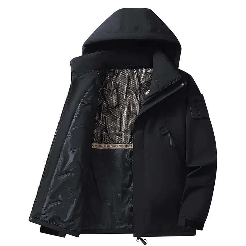 Unisex Hooded Padded Jacket with Windproof Polyester Shell and Stand Collar