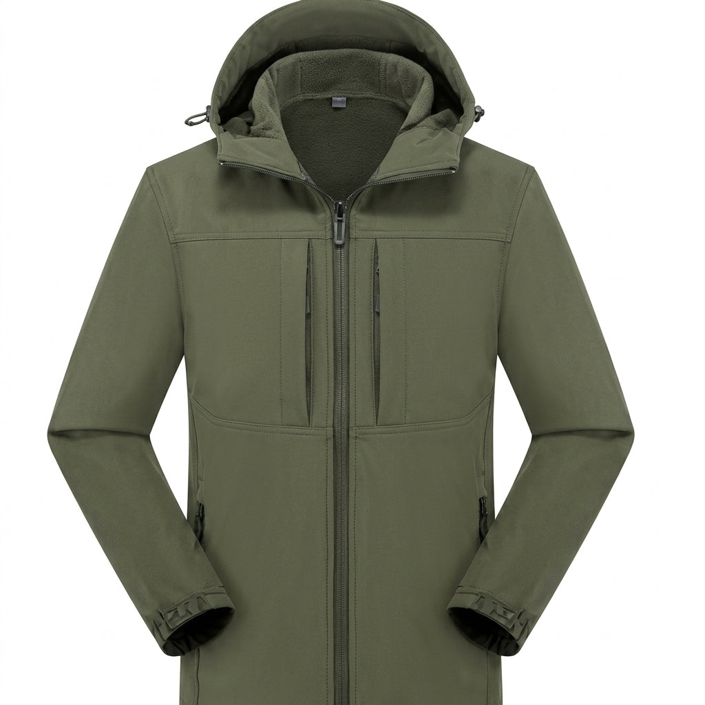 Men's Water Repellent Softshell Jacket with Zip Pockets and Adjustable Cuffs