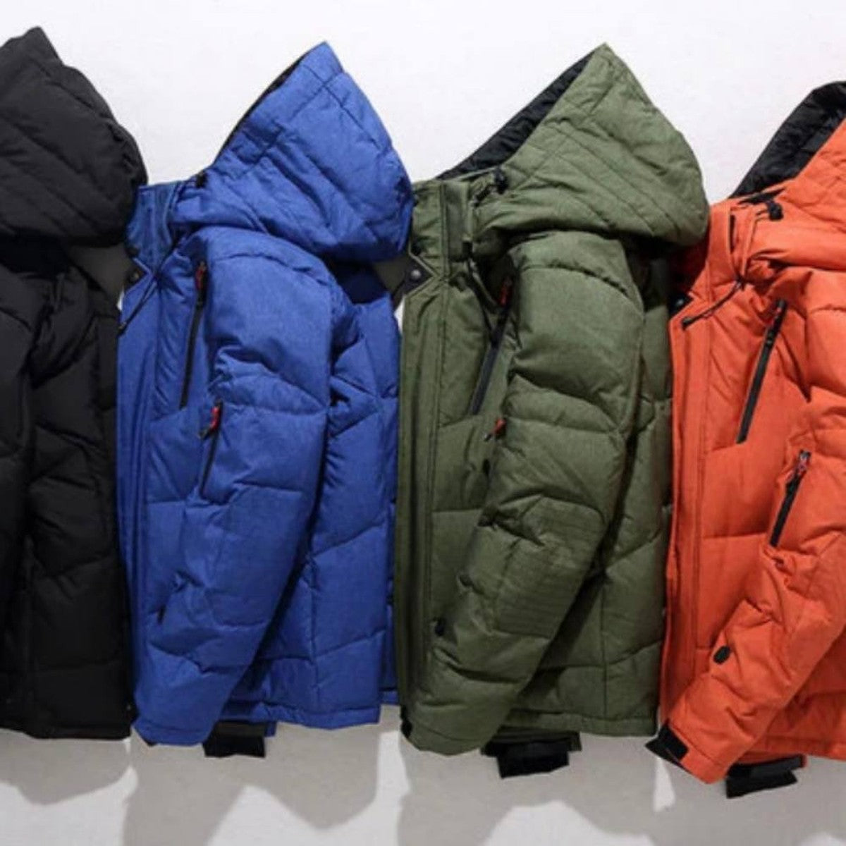 Men’s Duck Down Puffer Coat with Detachable Hood and Zip Pockets