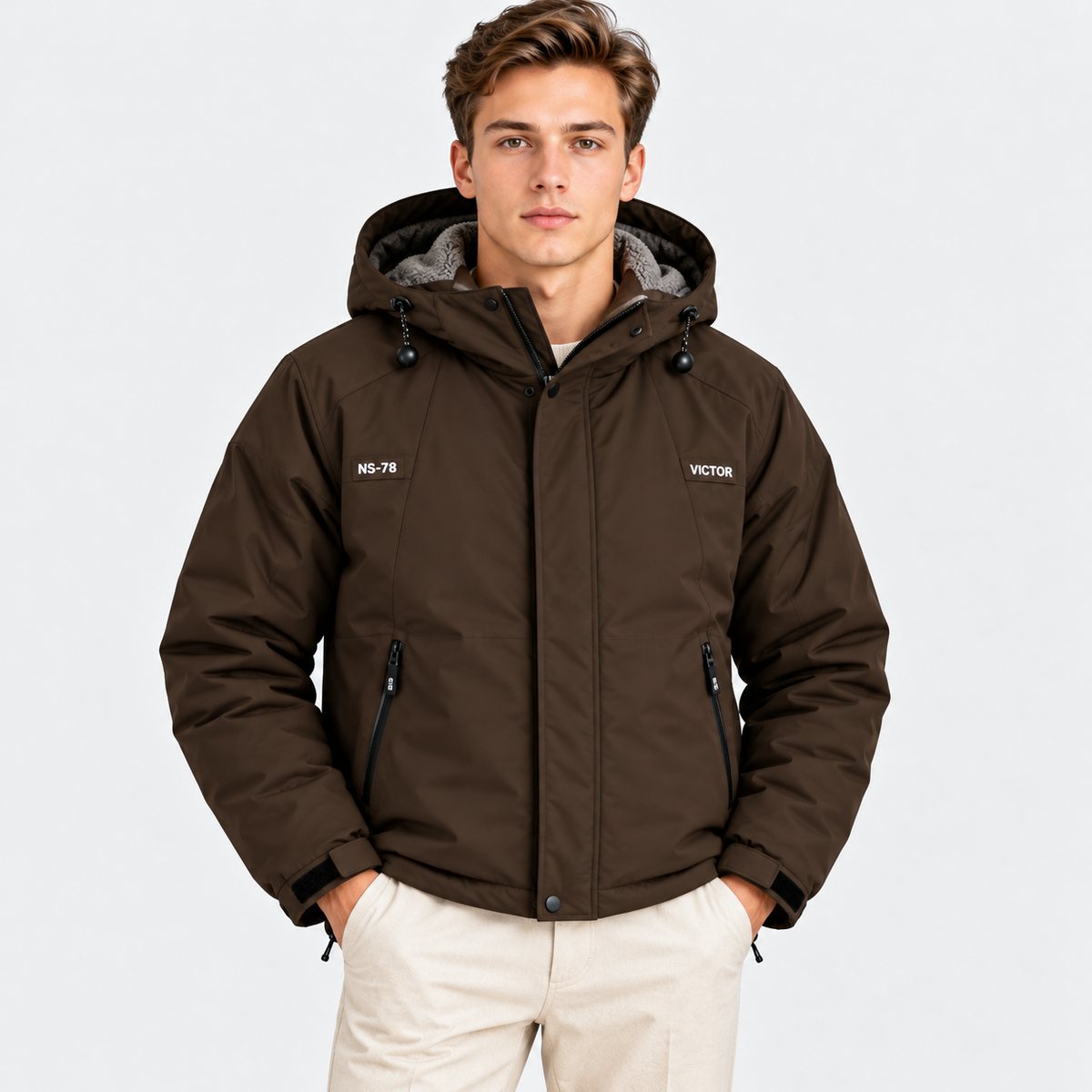Men's Fleece-Lined Hooded Winter Jacket