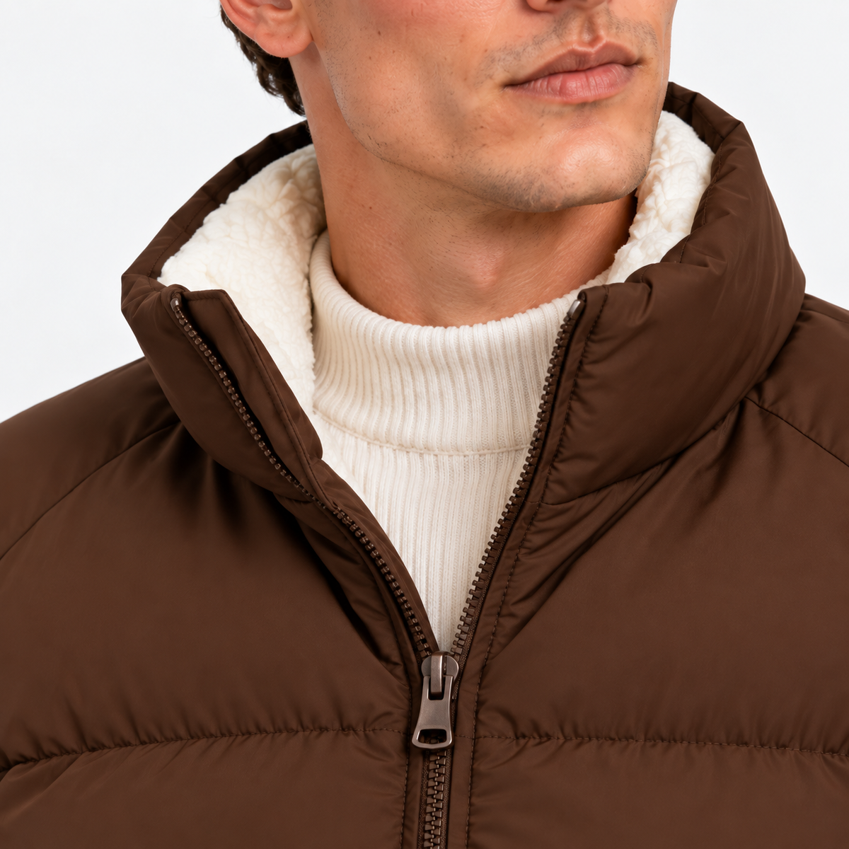 Sherpa-Lined Puffer Jacket for Winter