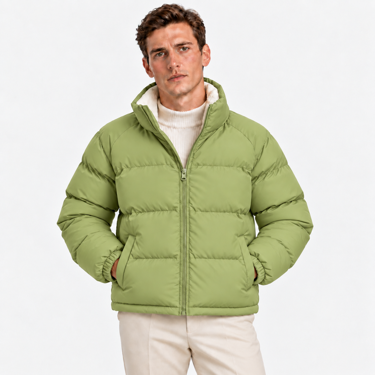 Sherpa-Lined Puffer Jacket for Winter