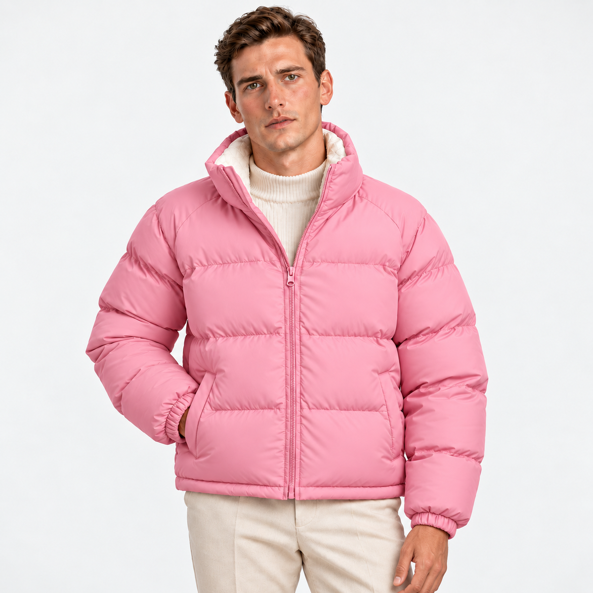 Sherpa-Lined Puffer Jacket for Winter