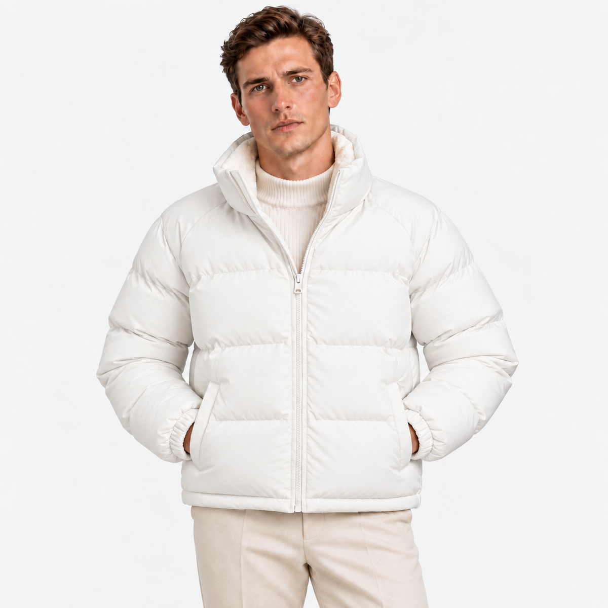 Sherpa-Lined Puffer Jacket for Winter
