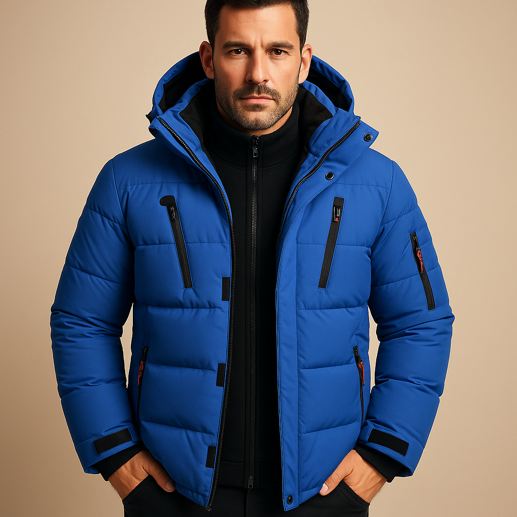 Men's Thick Padded Jacket with Windproof Zip Closure and Durable Shell for Daily Wear