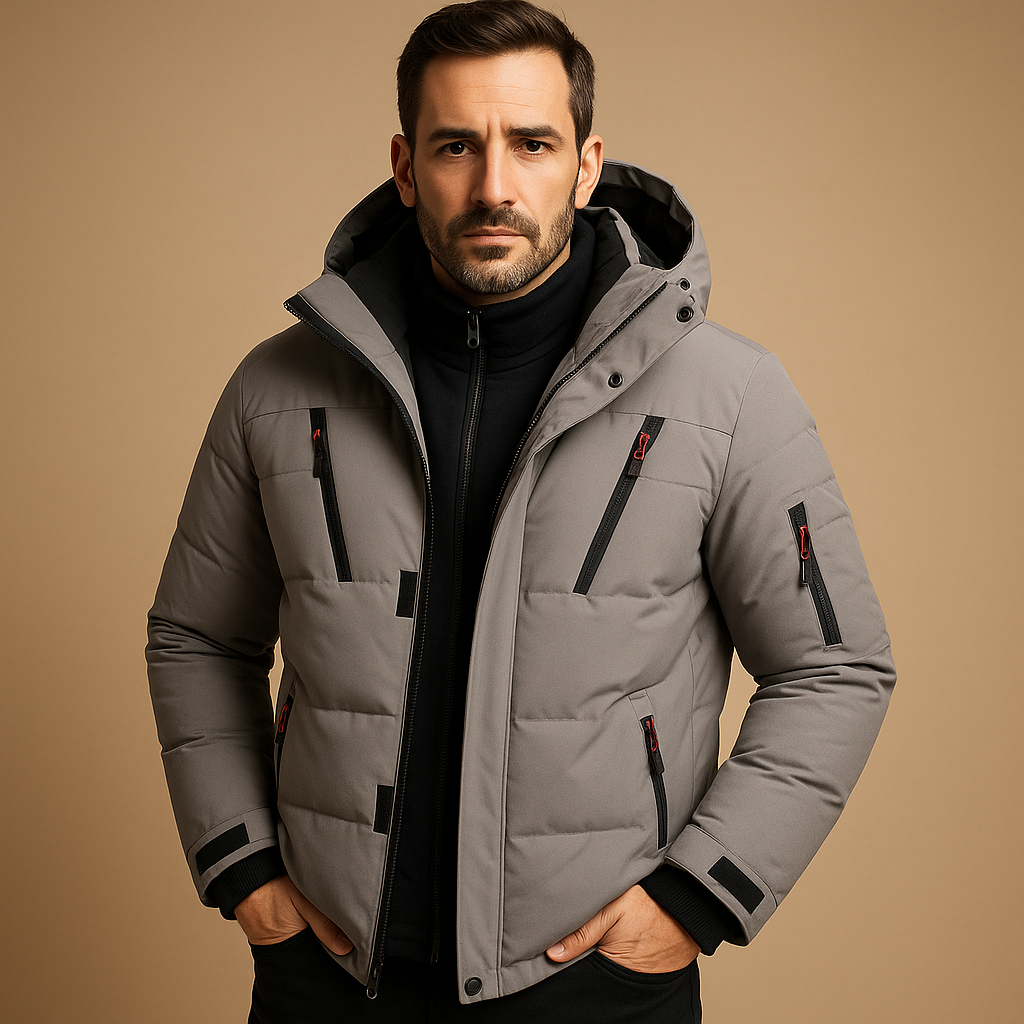 Men's Thick Padded Jacket with Windproof Zip Closure and Durable Shell for Daily Wear